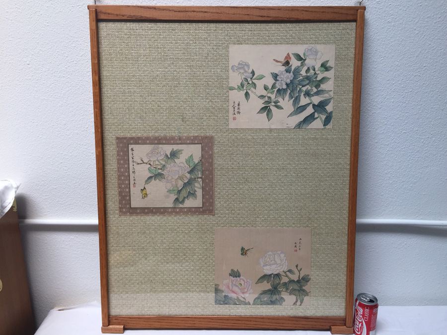 Framed Double Sided Collection Of Signed Asian Bird Artwork [Photo 2]