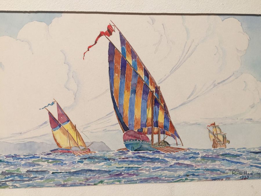 Sailboat Watercolor By Russ Hastings 1933 [Photo 8]