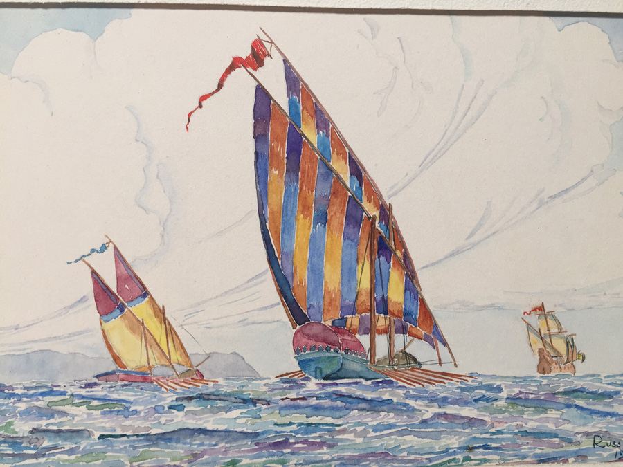 Sailboat Watercolor By Russ Hastings 1933 [Photo 4]