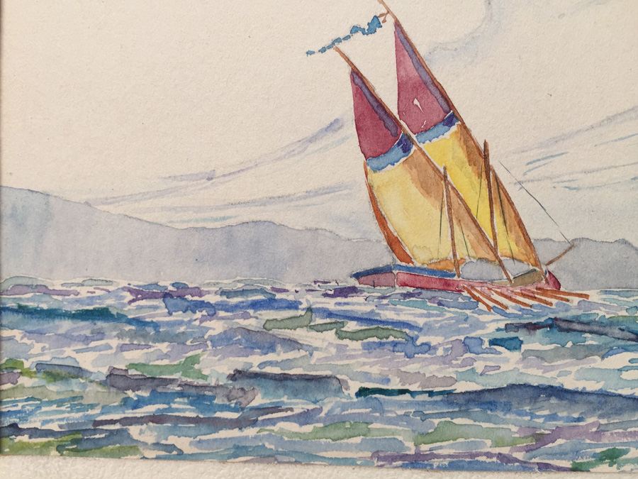 Sailboat Watercolor By Russ Hastings 1933 [Photo 7]