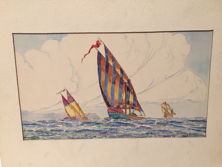 Sailboat Watercolor By Russ Hastings 1933 [Photo 2]