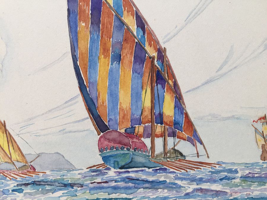 Sailboat Watercolor By Russ Hastings 1933 [Photo 5]