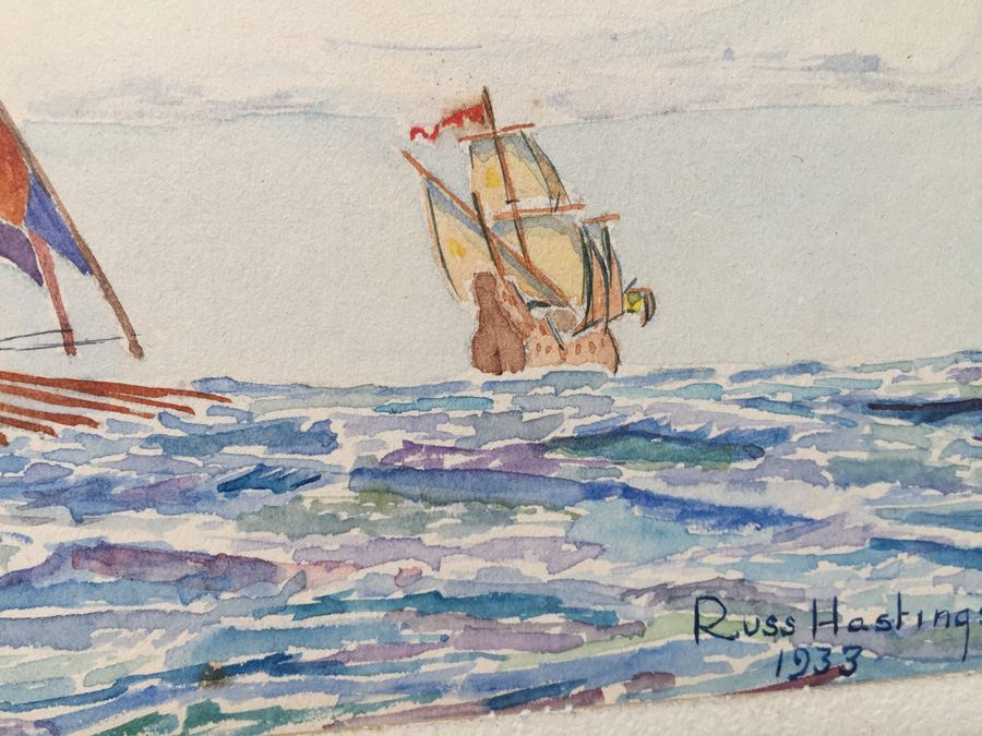 Sailboat Watercolor By Russ Hastings 1933 [Photo 6]