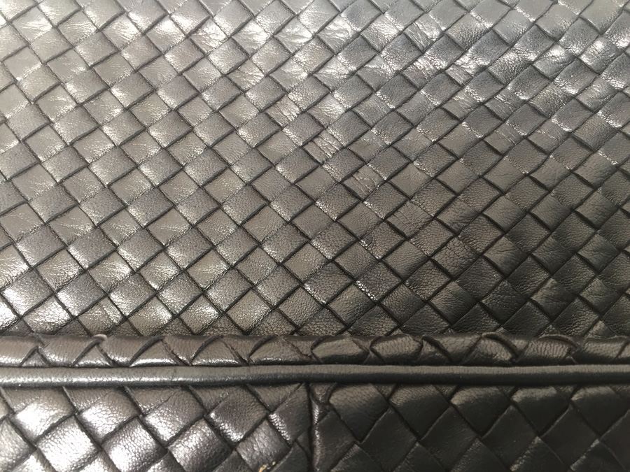 Black Woven Leather Handbag By COSCI Hand Made In Italy [Photo 3]