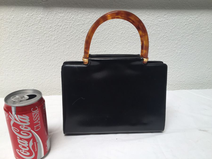 Vintage Black Handbag Saks Fifth Avenue Made In Italy