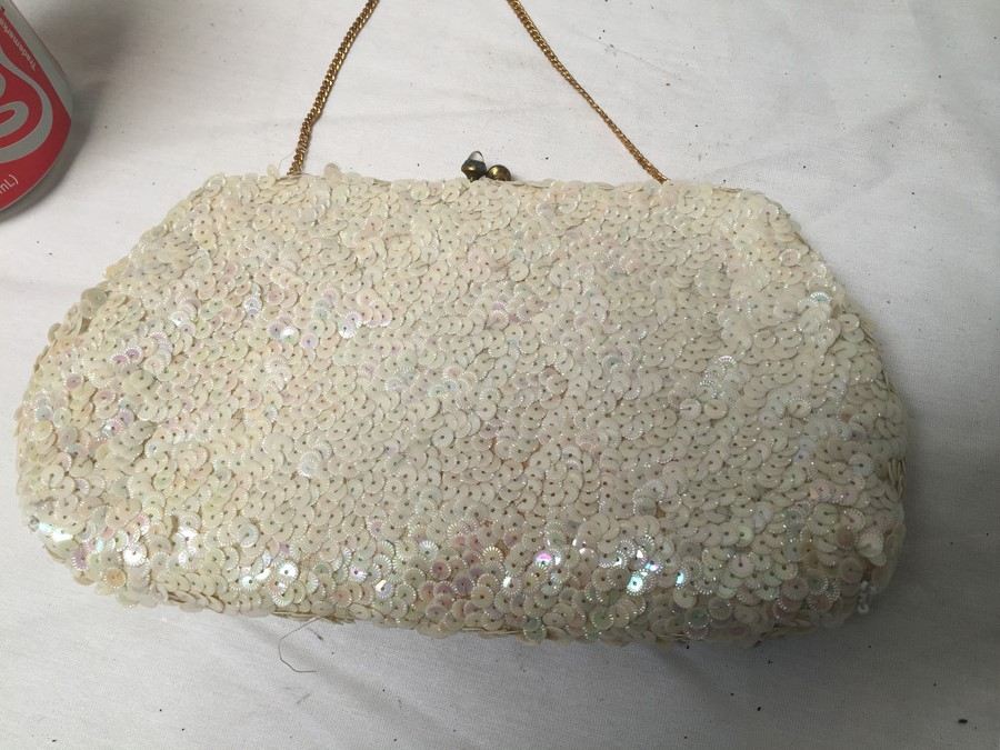 White Hand Beaded Purse Made In France By Josef