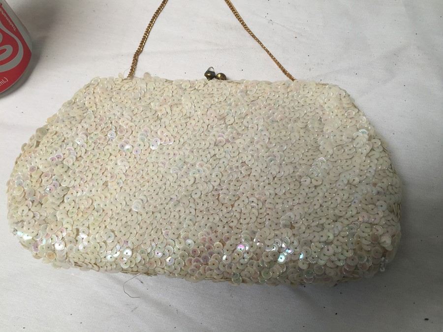 White Hand Beaded Purse Made In France By Josef [Photo 4]
