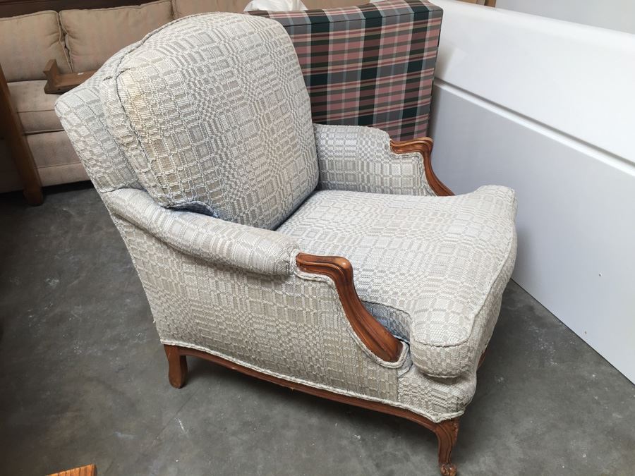 Upholstered Arm Chair - Needs Reupholstering - Note Staining In Photos [Photo 2]