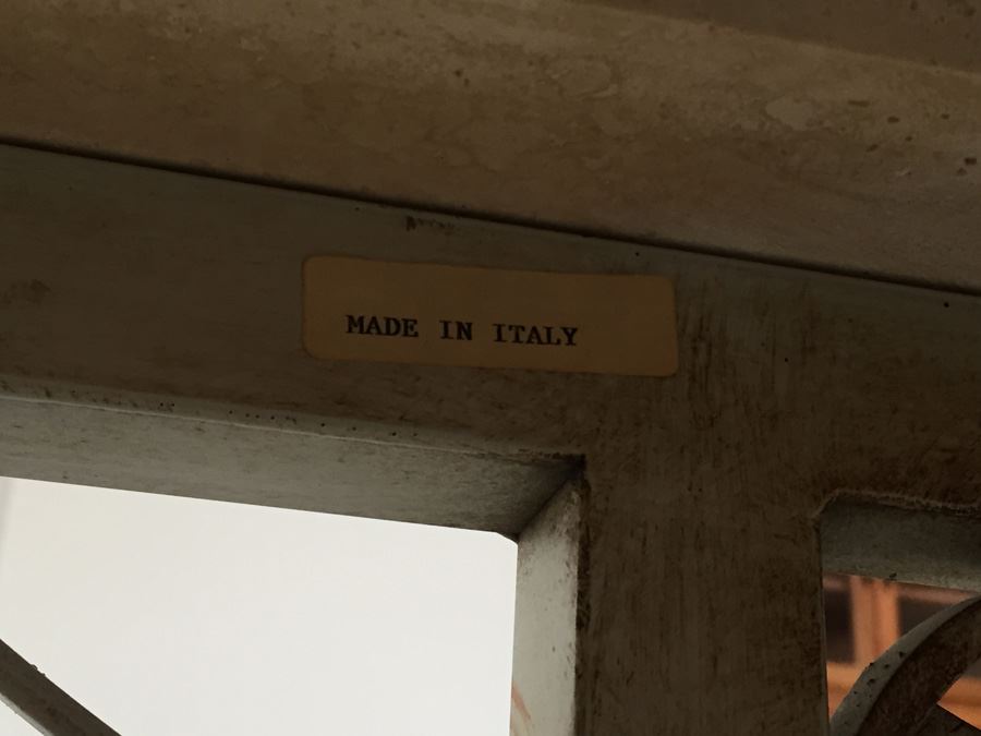 Fabulous Italian Painted Metal Console Table With Travertine Top [Photo 7]