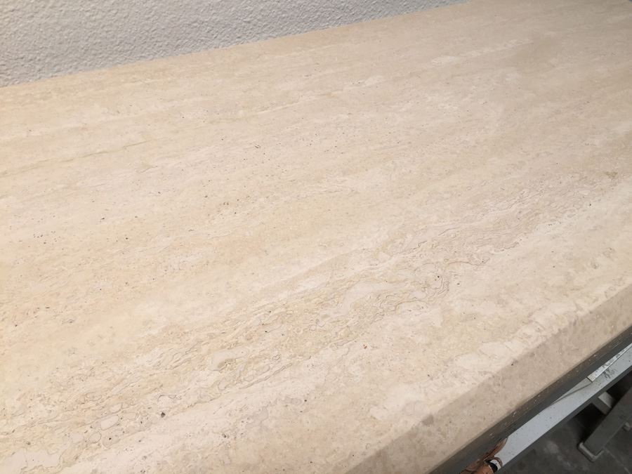 Fabulous Italian Painted Metal Console Table With Travertine Top [Photo 8]