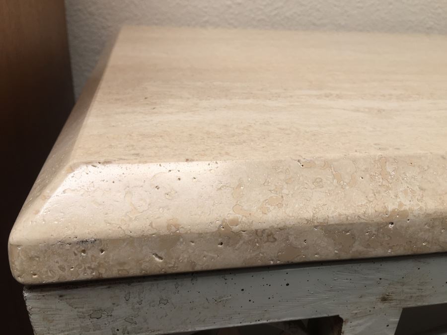 Fabulous Italian Painted Metal Console Table With Travertine Top [Photo 3]