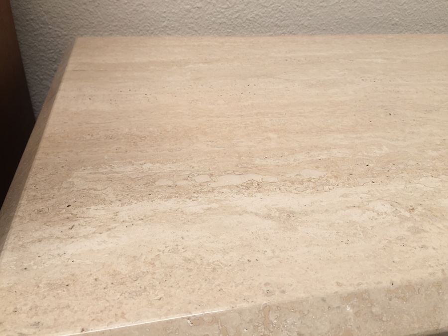 Fabulous Italian Painted Metal Console Table With Travertine Top [Photo 4]