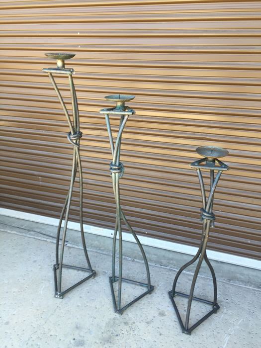 (3) Large Metal Floor Candle Holders [Photo 4]