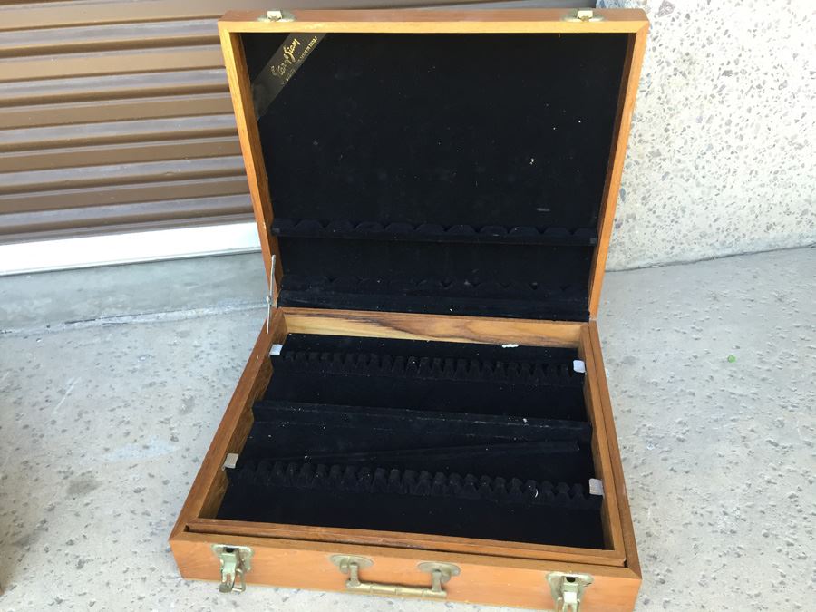 Pair Of Wooden Silverware Flatware Chests [Photo 4]