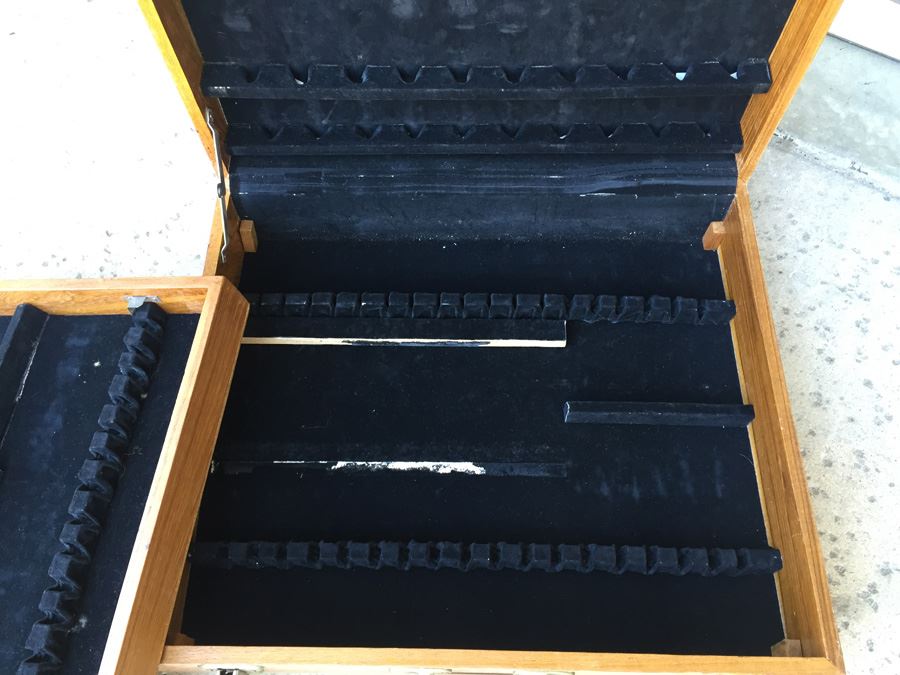 Pair Of Wooden Silverware Flatware Chests [Photo 8]