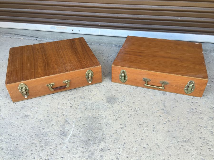 Pair Of Wooden Silverware Flatware Chests [Photo 1]