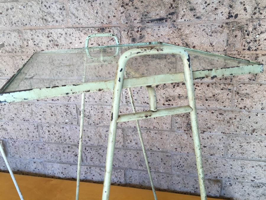 Pair Of Mid-Century Metal Tables With Glass Tops [Photo 7]