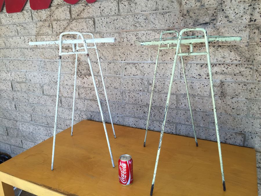 Pair Of Mid-Century Metal Tables With Glass Tops [Photo 5]