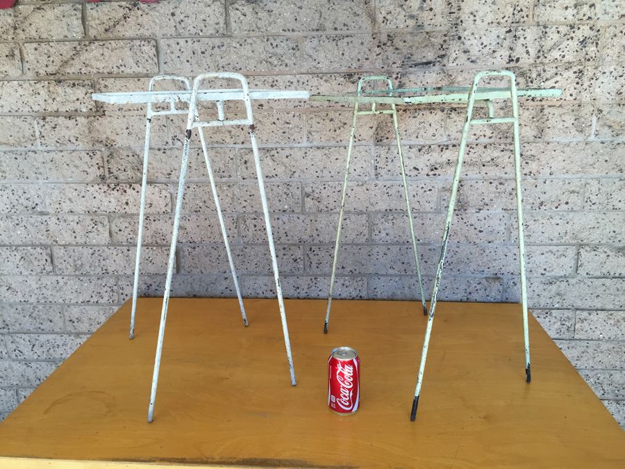 Pair Of Mid-Century Metal Tables With Glass Tops [Photo 4]