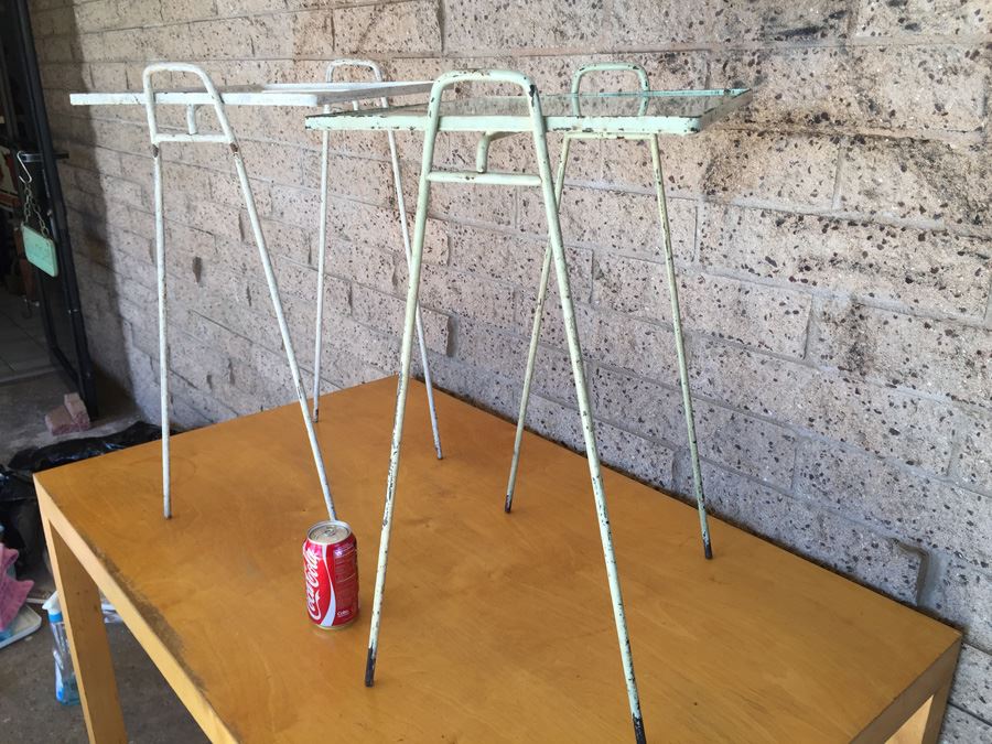 Pair Of Mid-Century Metal Tables With Glass Tops [Photo 10]