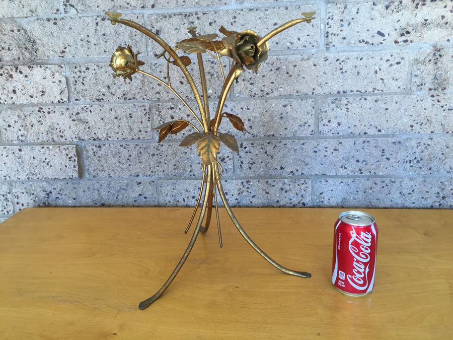 Italian Gilded Metal Rose Side Table - Needs Glass Top