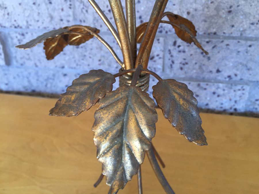 Italian Gilded Metal Rose Side Table - Needs Glass Top [Photo 6]