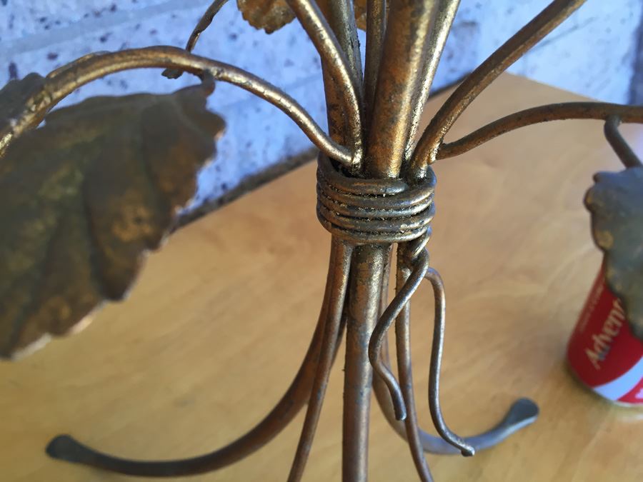 Italian Gilded Metal Rose Side Table - Needs Glass Top [Photo 3]