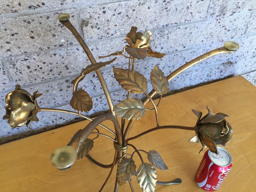 Italian Gilded Metal Rose Side Table - Needs Glass Top [Photo 7]