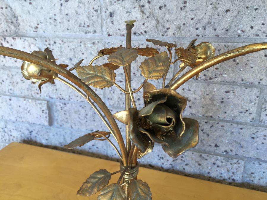 Italian Gilded Metal Rose Side Table - Needs Glass Top [Photo 2]