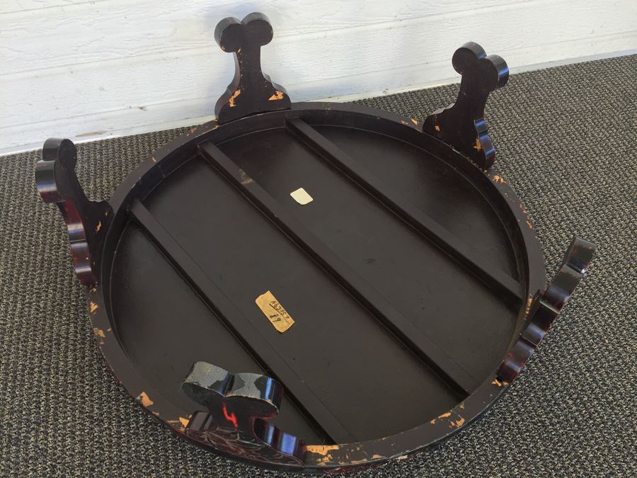 Beautifully Carved Asian Coffee Table With Mother Of Pearl Inlay [Photo 3]
