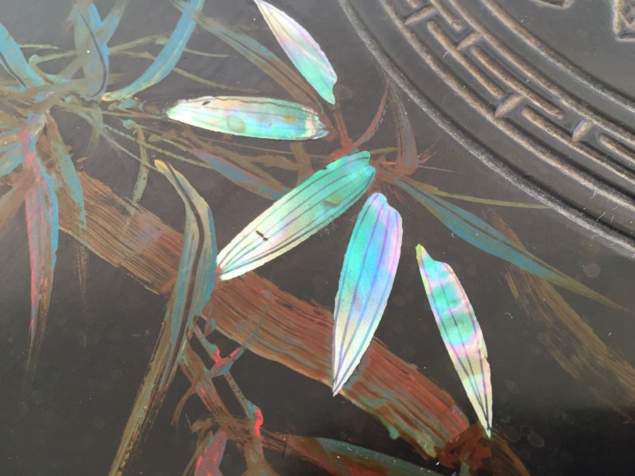 Beautifully Carved Asian Coffee Table With Mother Of Pearl Inlay [Photo 9]