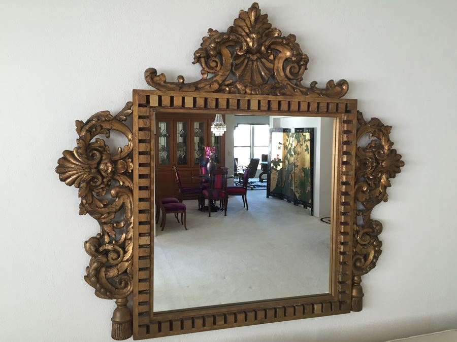 Stunning Large Gilded Wood Carved Mirror [Photo 11]