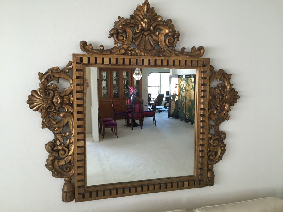 Stunning Large Gilded Wood Carved Mirror [Photo 10]