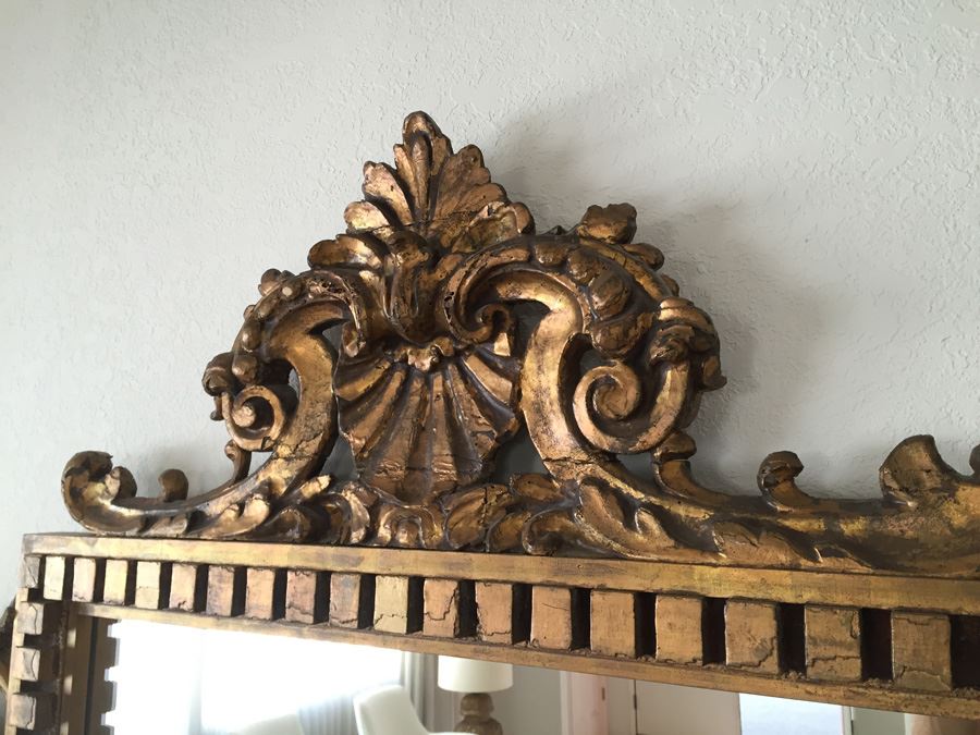 Stunning Large Gilded Wood Carved Mirror [Photo 9]