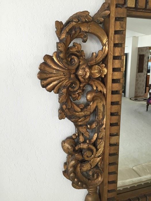 Stunning Large Gilded Wood Carved Mirror [Photo 6]
