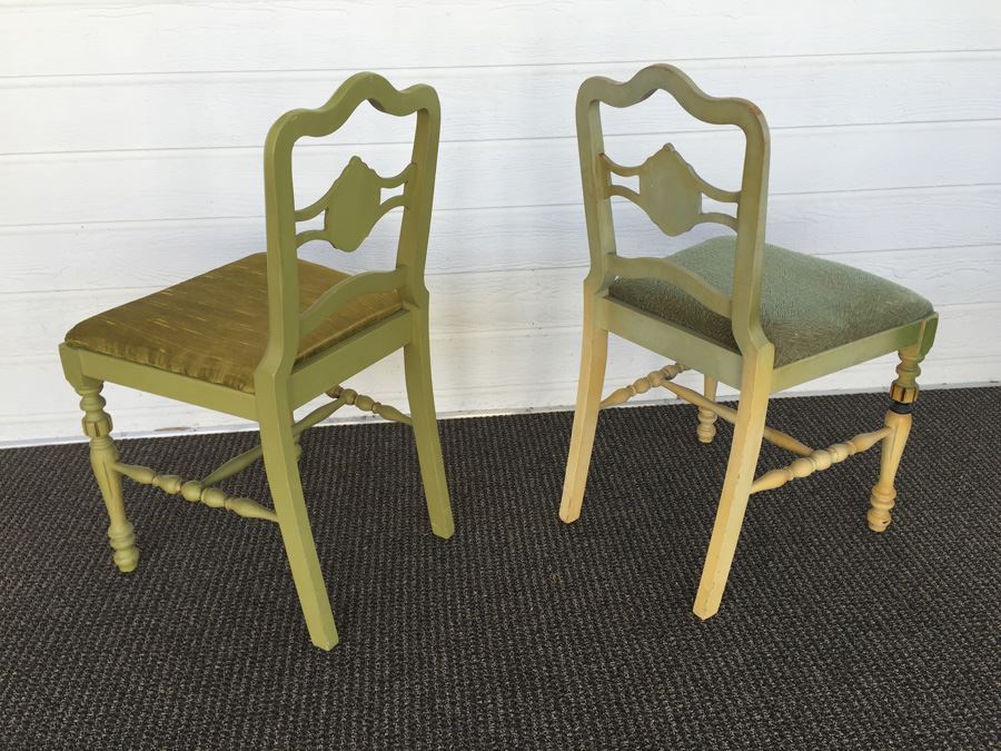 Pair Of Vintage Green Side Chairs [Photo 3]