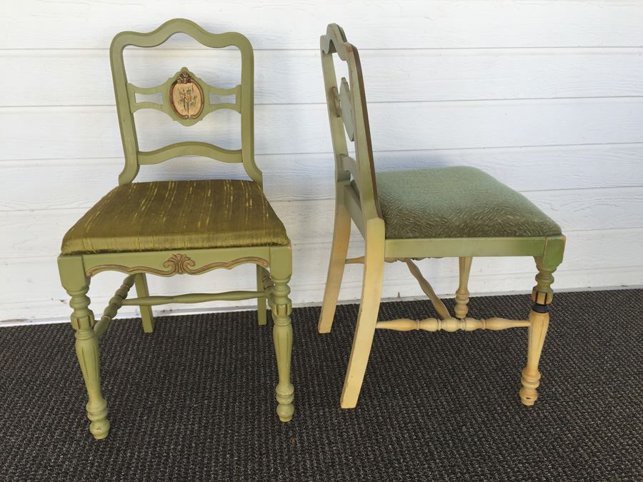Pair Of Vintage Green Side Chairs [Photo 7]