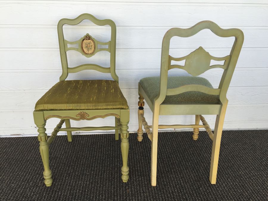 Pair Of Vintage Green Side Chairs [Photo 8]
