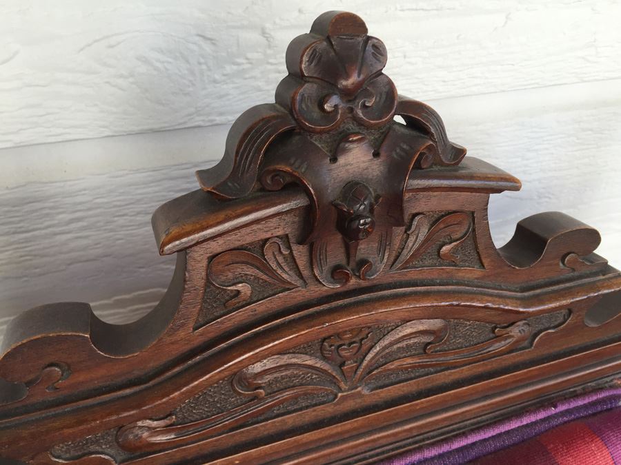 Pair Of Beautifully Carved Wood Arm Chairs On Casters [Photo 3]