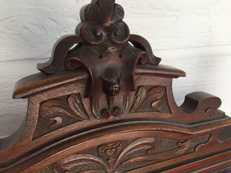 Pair Of Beautifully Carved Wood Arm Chairs On Casters [Photo 7]