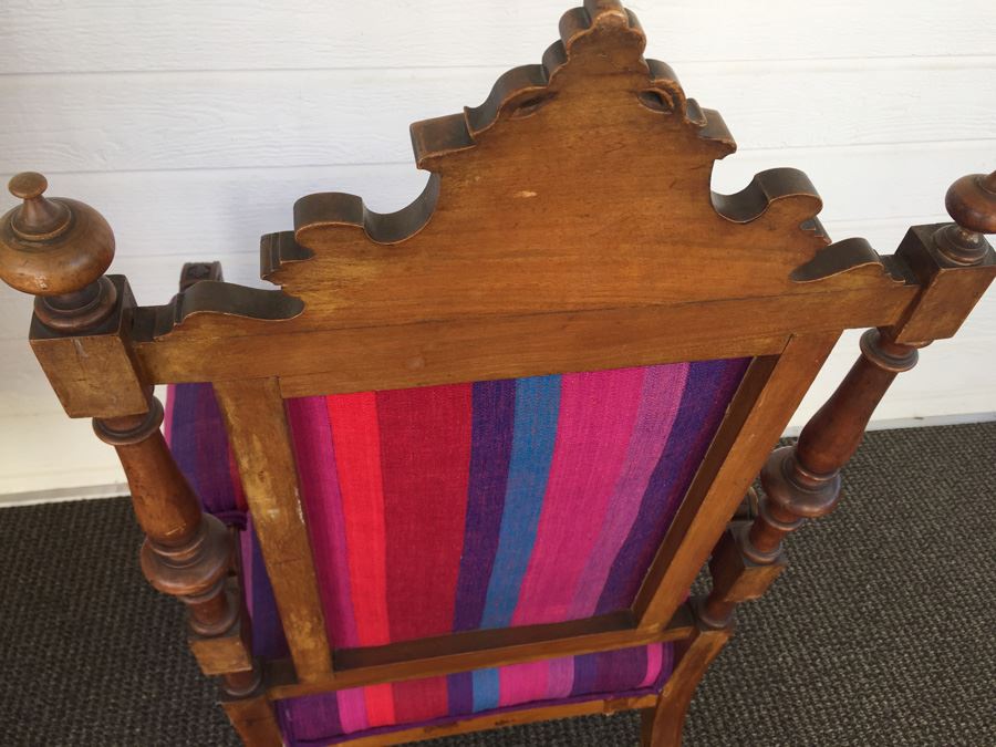 Pair Of Beautifully Carved Wood Arm Chairs On Casters [Photo 14]
