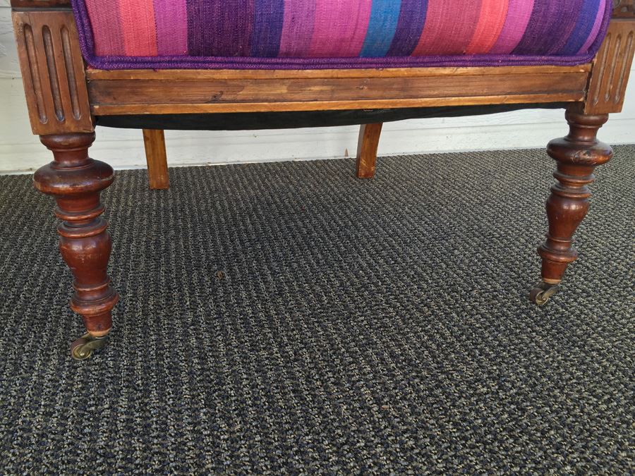 Pair Of Beautifully Carved Wood Arm Chairs On Casters [Photo 11]