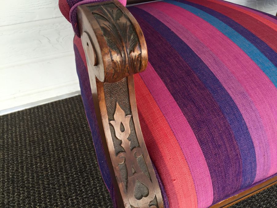 Pair Of Beautifully Carved Wood Arm Chairs On Casters [Photo 5]