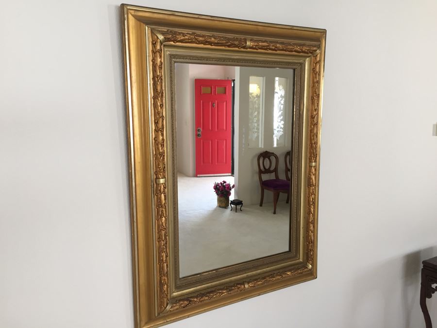 Large Gilded Wood Mirror [Photo 1]