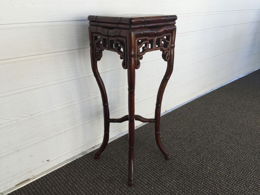 Beautiful Rosewood Asian Table With Marble Top