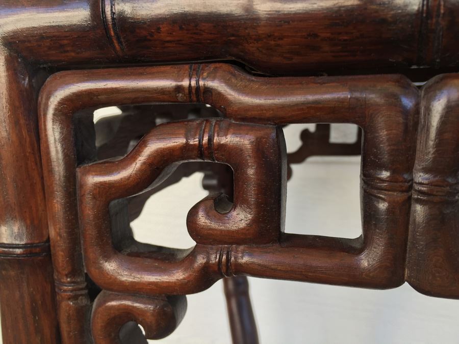 Beautiful Rosewood Asian Table With Marble Top [Photo 7]