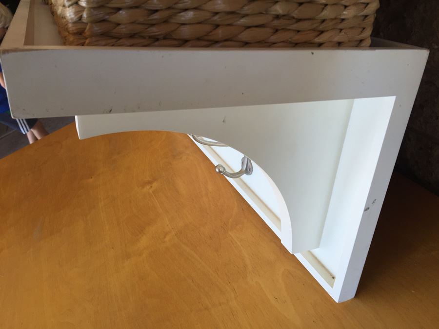 Pottery Barn Shelf With Baskets And Coat Rack [Photo 5]