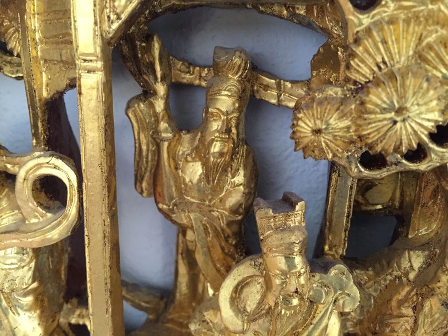 Vintage Asian Wood Carving Wall Hanging [Photo 5]