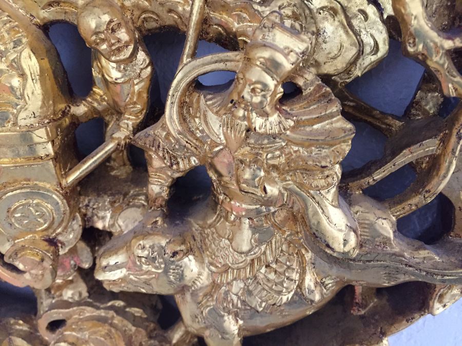 Vintage Asian Wood Carving Wall Hanging [Photo 8]