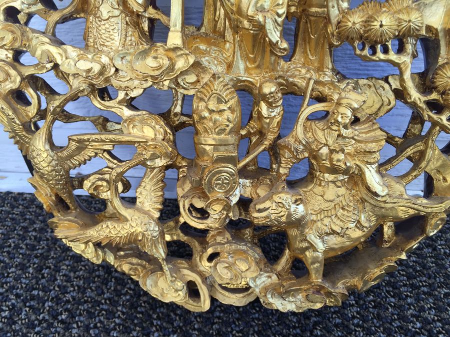 Vintage Asian Wood Carving Wall Hanging [Photo 25]